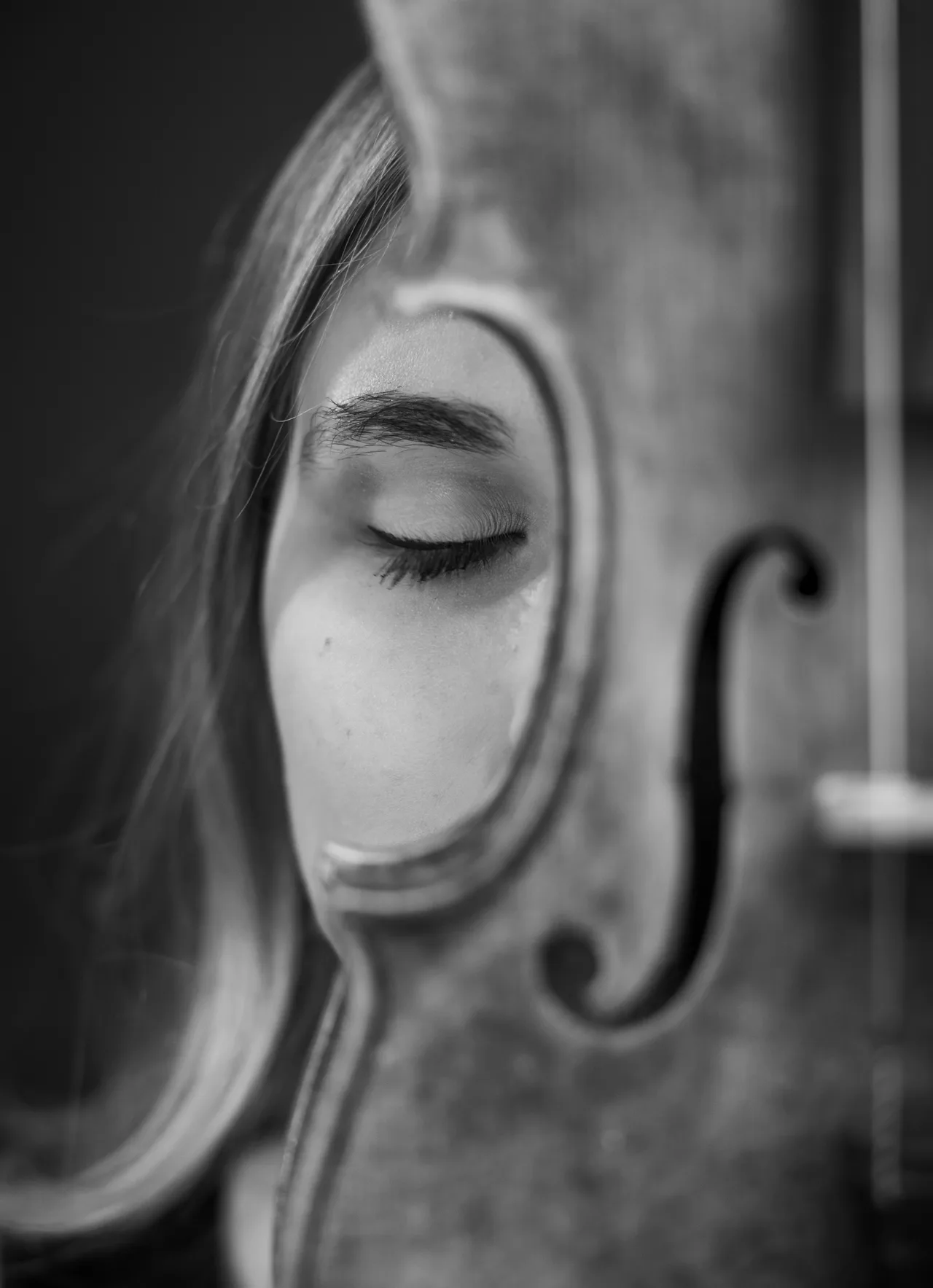 Detajl obraza za violino (črno-belo)